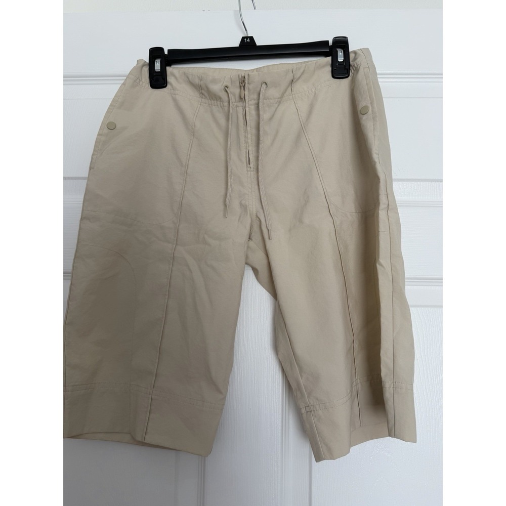 Nike Golf Womens S Khaki Bermuda Shorts Fit Dry Hiking Walking Tan Drawstring
